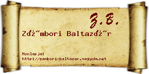 Zámbori Baltazár névjegykártya
